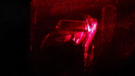 Transmission hologram on litiholo plate (15' exposure) - Front view